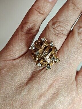 Vintage Modernist Brutalist 10K Gold Plated Ring